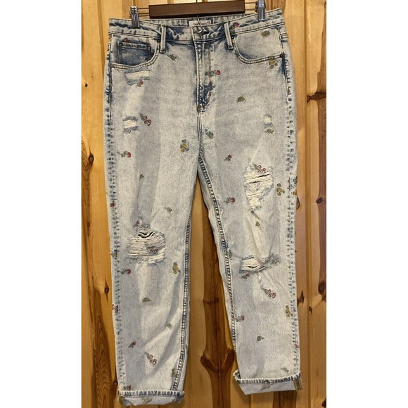DRIFTWOOD High Rise Jeans with Floral Embroidery - Picture 1 of 14
